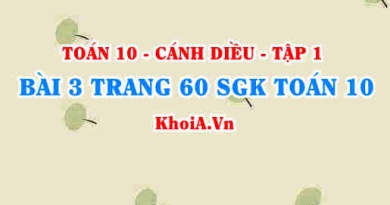 Bài 3 trang 60 SGK Toán 10 tập 1 Cánh Diều